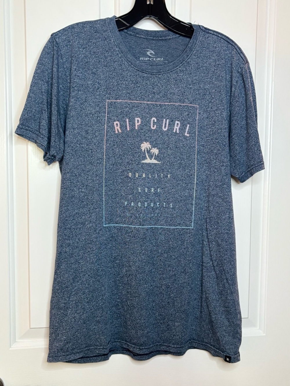 EUC Rip Curl Menβs Heather Blue Surf Logo Graphic Tee Size M
